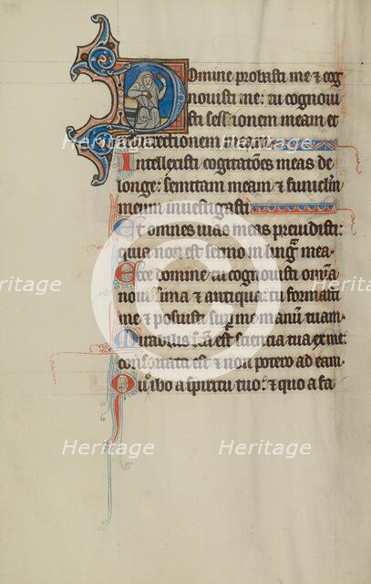 Initial D: A Seated Friar; Bute Psalter, text and illumination about 1285. Creator: Bute Master.