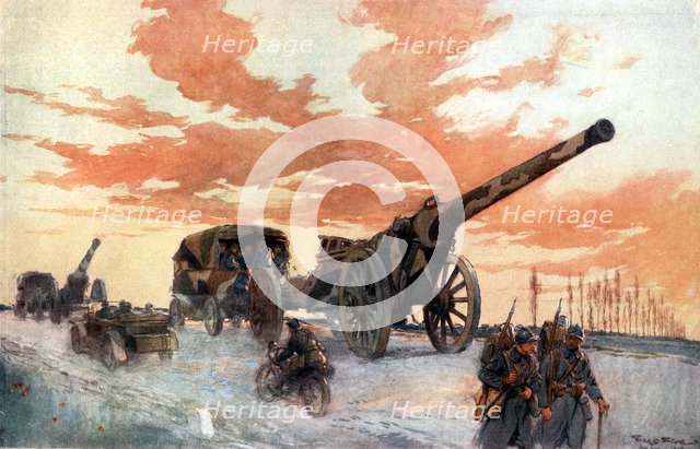'Convoi d'Artillerie Automobile' ('Convoy of Motorised Artillery'), World War I, France, 1918. Artist: Unknown