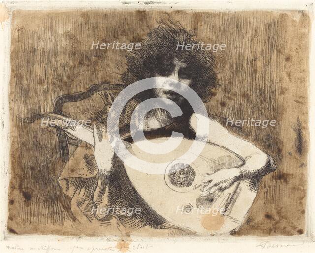 The Lute Player (La joueuse de luth), 1922. Creator: Paul Albert Besnard.