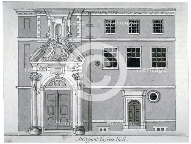 Threadneedle Street front, Merchant Taylors' Hall, City of London, c1780.                            Artist: Anon