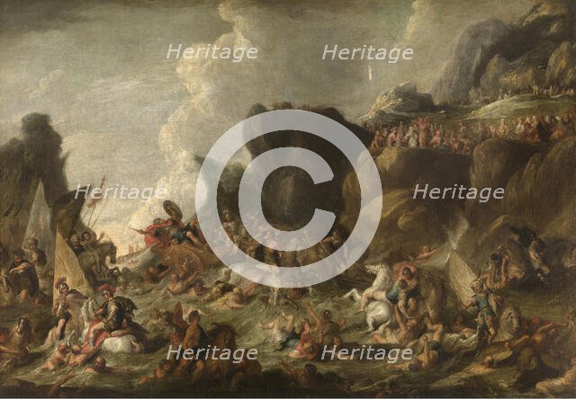 Pharaoh and his Army engulfed in the Red Sea. Creator: Vincent Malo.