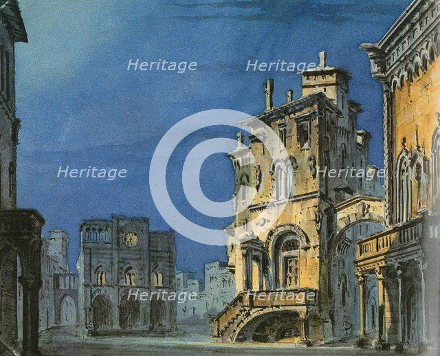 Set design for opera Simon Boccanegra by Giuseppe Verdi, 1881.