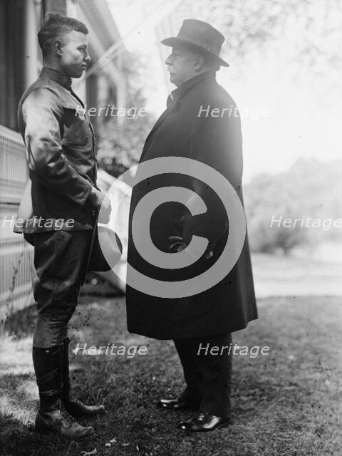Fort Myer Officers Training Camp - Charles P. Taft at Camp with Father, Ex-President Taft, 1917. Creator: Harris & Ewing.
