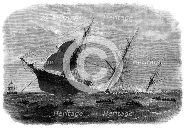 Wreck of the mail steam-ship Rangoon at Galle - the Rangoon sinking..., 1871 Creator: Unknown.