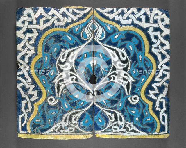 Shaped Tiles in the 'Cuerda Seca' Technique, Turkey, late 14th century. Creator: Unknown.