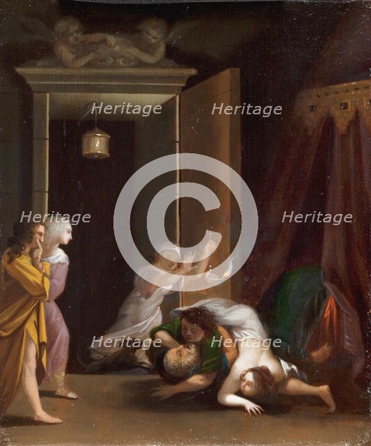 Paris and Helena Surprised by Menelaus, 1645-1680. Creator: Toussaint Gelton.