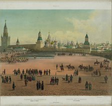 The Basil Cathedral at the Red Square in Moscow (from a panoramic view of Moscow in 10 parts), ca 1848. Artist: Benoist, Philippe (1813-after 1879)