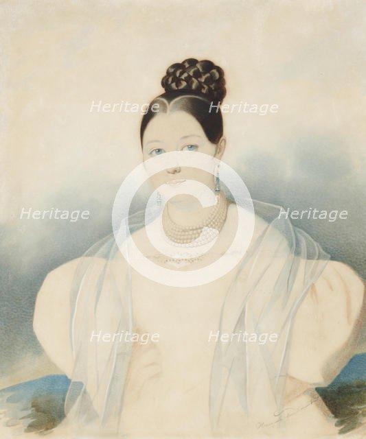 Portrait of Countess Ekaterina Alexandrovna Zubova, née Obolenskaya (1811-1843), 1830s. Creator: Hampeln, Carl, von (1794-after 1880).