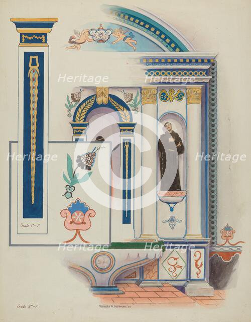 Side Altar, San Luis Rey Mission, 1936. Creator: Howard H. Sherman.