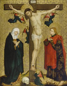The Crucifixion with Mary and Saint John the Evangelist, 1450-1460. Creator: Master of the Middle Rhine.