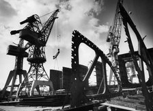 Cranes, Kockums shipyard, Malmö, Sweden, 1956. Artist: Unknown