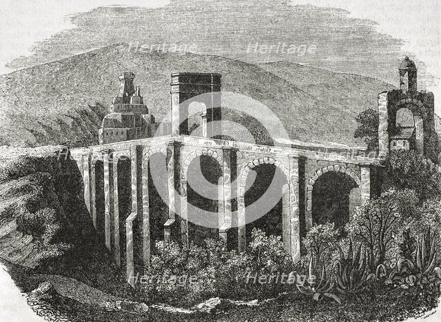 Alcantara Bridge over the Tagus River, Extremadura, Caceres province, Spain, 1852.  Creator: Unknown.