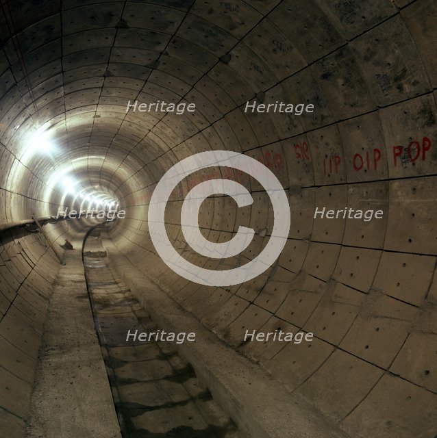 Empty Jubilee Line Tube tunnel, before completion, London, 1974.  Artist: Michael Walters