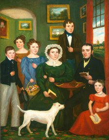 Portrait of an Unknown Family with a Terrier, c. 1825/1835. Creator: Unknown.