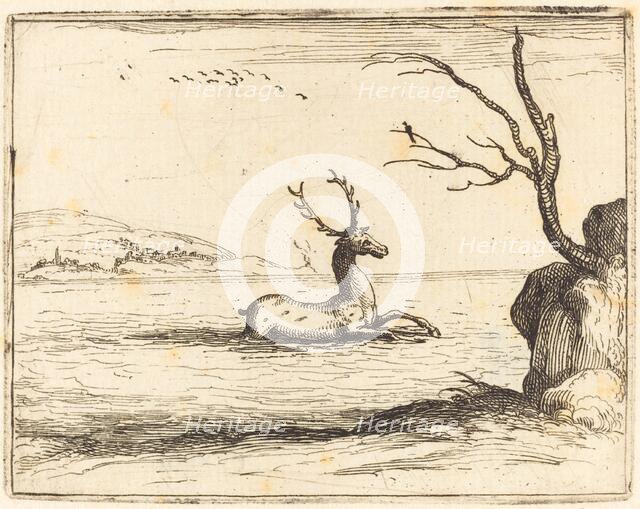 Stag in the Water, 1628. Creator: Jacques Callot.