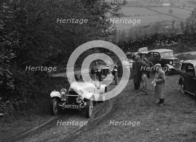 HRG of MH Lawson amd MG TA of Maurice Toulmin at the MG Car Club Abingdon Trial/Rally, 1939. Artist: Bill Brunell.
