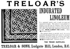 Advertisement for Treloar's Indurated Linoleum, 1895. Creator: Unknown.