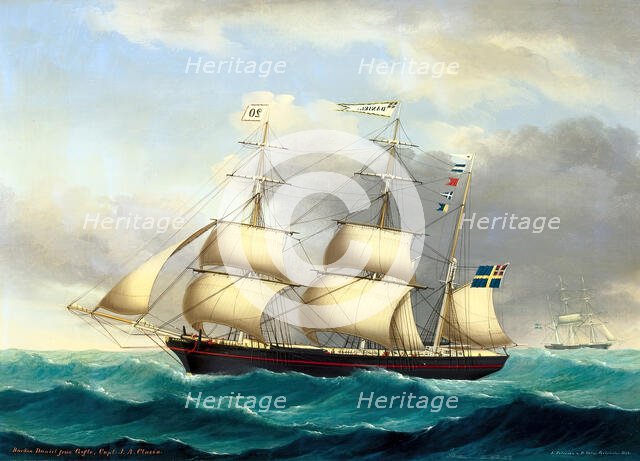 Barque Daniel, 1855. Creator: Petersen & Holm.