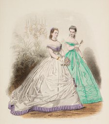 Fashion Plate - Petit Courrier des Dames 'Modes de Paris', 1860. Creator: Gilquin fils.