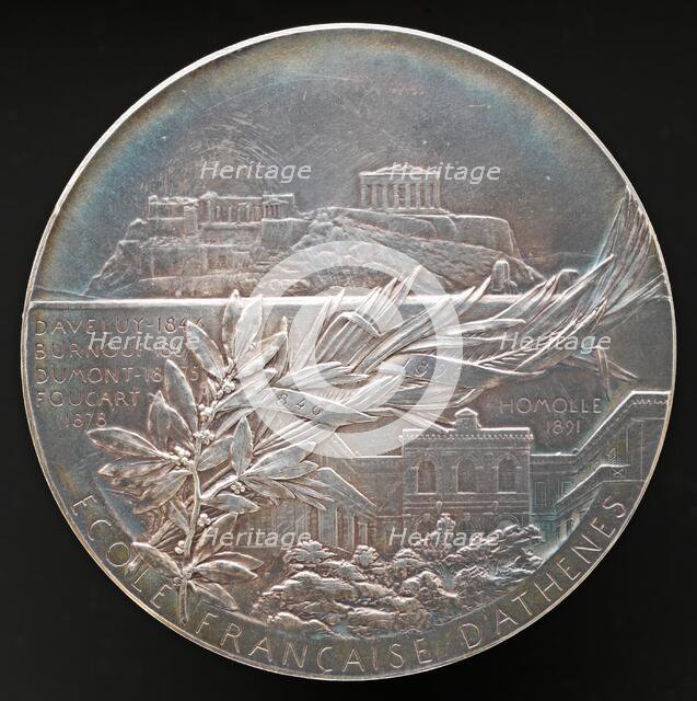 École française d'Athènes [reverse], 1898. Creator: Louis Oscar Roty.