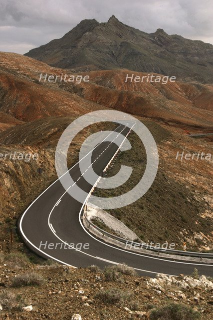 Mountain road between La Pared and Pajara, Fuerteventura, Canary Islands.