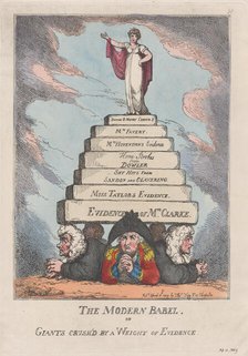 The Modern Babel, or Giants Crushed by a Weight of Evidence, April 11, 1809., April 11, 1809. Creator: Thomas Rowlandson.