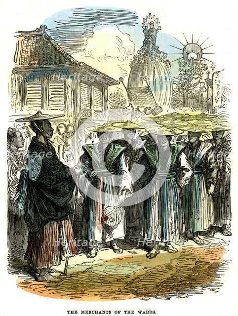The merchants of the ward, New Year's festival procession at Yokohama, Japan, 1872. Artist: Unknown