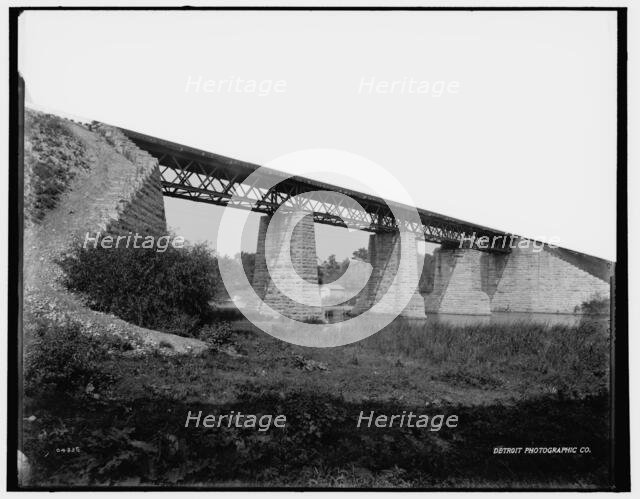 Racine, Wisconsin, railway bridge, Root River, between 1880 and 1899. Creator: Unknown.