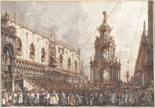 The "Giovedì Grasso" Festival before the Ducal Palace in Venice, 1765/1766. Creator: Canaletto.