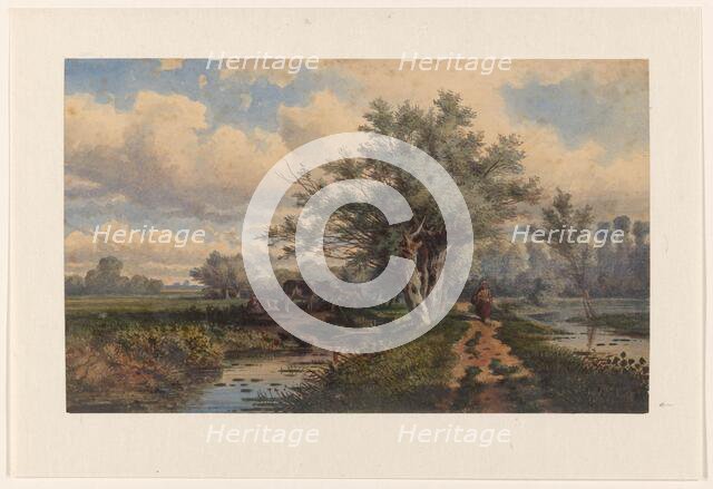 Landscape with cows and water, 1828-1893. Creator: Dirk van Lokhorst.