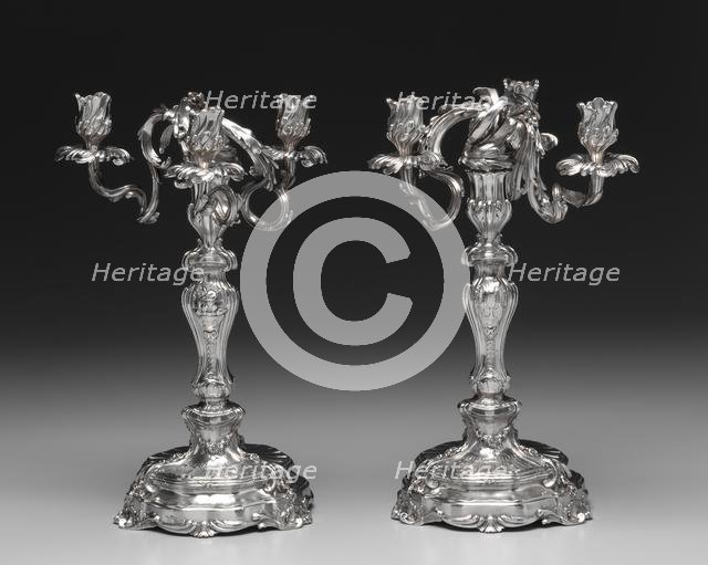 Candelabrum Pair , 1757-1758. Creator: François Thomas Germain (French, 1726-1791).