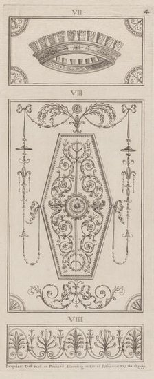 Panels of Ornament, nos. VII-VIIII ("Designs for Various Ornaments," pl. 4), May 1, 1777. Creator: Michelangelo Pergolesi.