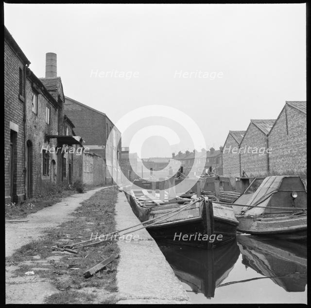 Barges on the Trent & Mersey Canal, Stoke-on-Trent, 1965-1968. Creator: Eileen Deste.
