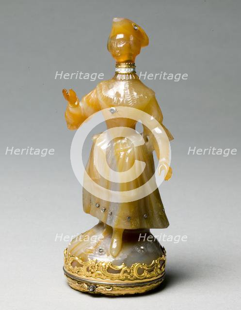 Scent Bottle and Box in the Form of a Woman, c 1880-1890. Creator: James Cox (British), attributed to.