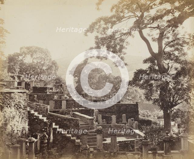 Japanese Temple Graveyard, Shuntoji, Nagasaki, c. 1867. Creator: Felice A. Beato (British, 1830-1906).