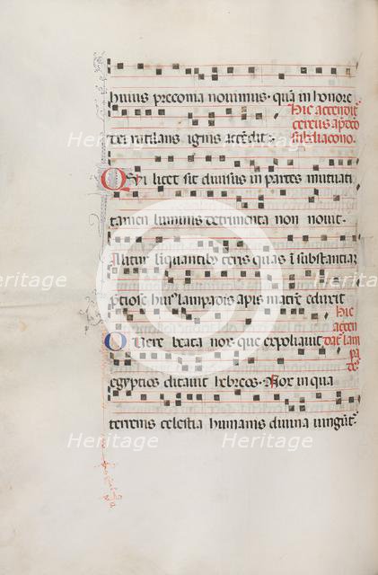 Missale: Fol. 156v: Music for "Exultet", 1469. Creator: Bartolommeo Caporali (Italian, c. 1420-1503).