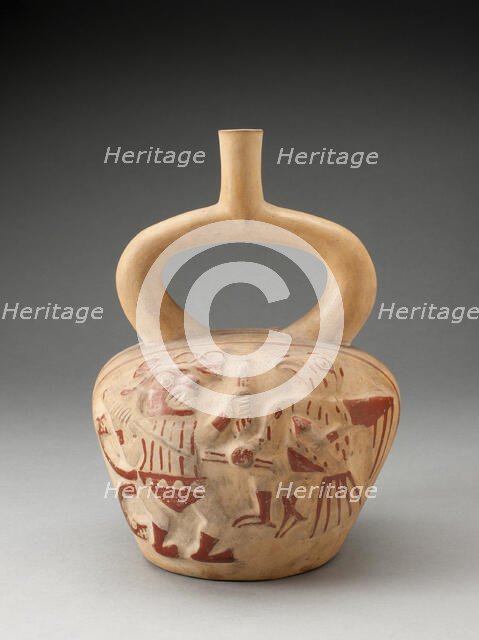 Stirrup Spout Vessel with Raised Motif of a Mythic Battle, 100 B.C./A.D. 500. Creator: Unknown.