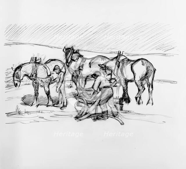 Ploughing on the Downs, c1907. Creator: Robert Polhill Bevan.