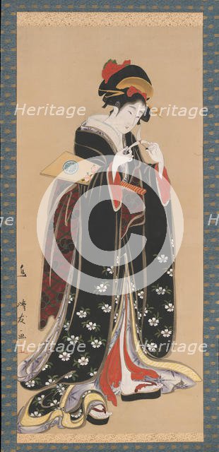 Woman with Battledore and Shuttlecock, 1815-20. Creator: Torii Kiyotomo.