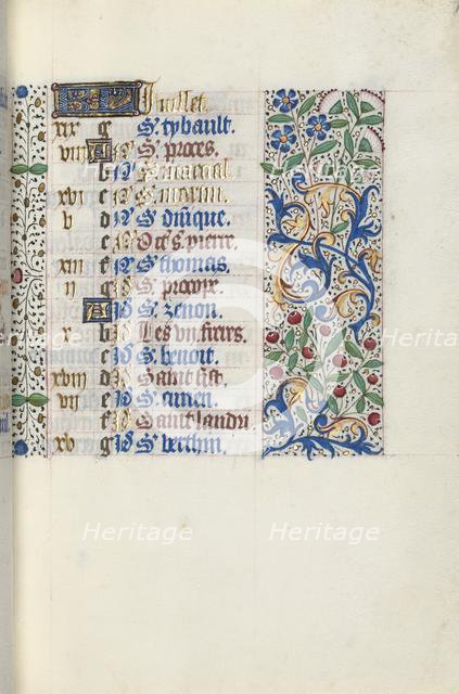 Book of Hours (Use of Rouen): fol. 7r, c. 1470. Creator: Master of the Geneva Latini (French, active Rouen, 1460-80).