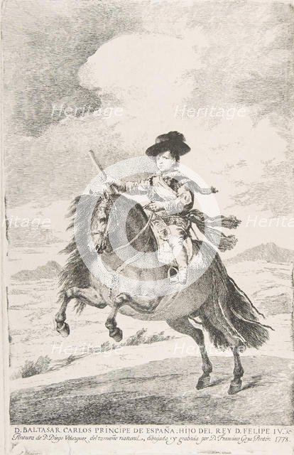 Baltasar Carlos, Prince of Spain and Son of Philip IV (D. Baltasar Carlos Principe de Espa..., 1778. Creator: Francisco Goya.