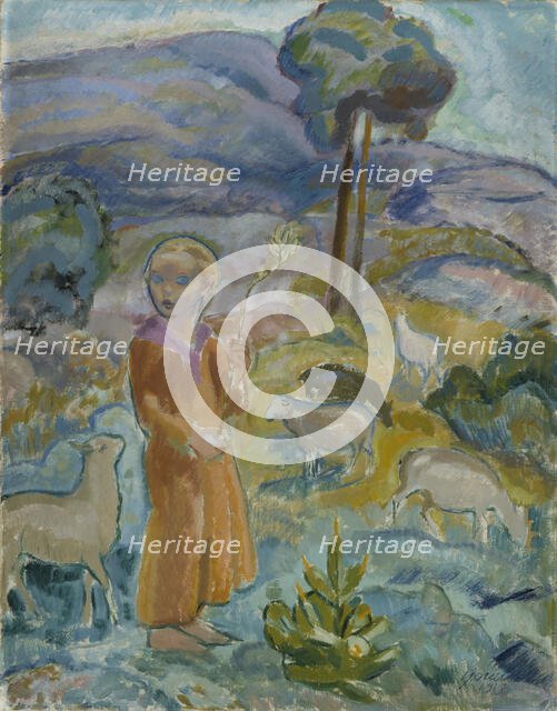 Shepherdess, 1915. Creator: Yrjö Aleksander Ollila.