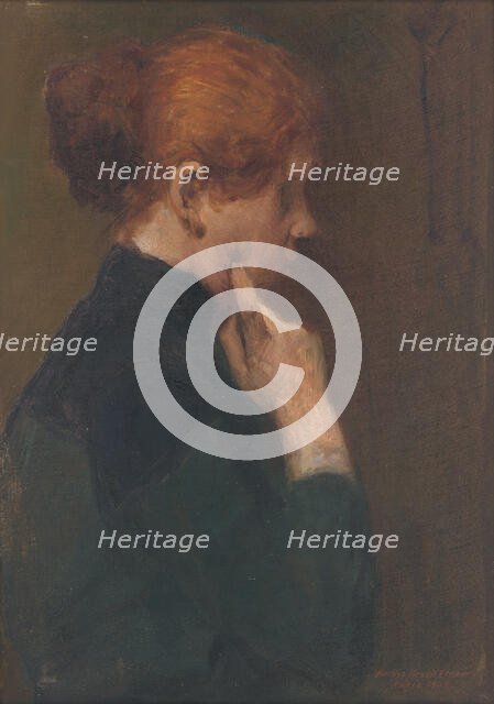 Study of a Girl Lost in Thought, 1903. Creator: Elemír Halász-Hradil.