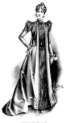 Ladies' Page: a  roman satin tea-gown, 1898. Creator: Picador.