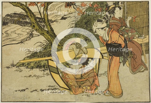 Outing to View Maples in Autumn, from the illustrated book "Picture Book: Flowers of the F..., 1801. Creator: Kitagawa Utamaro.
