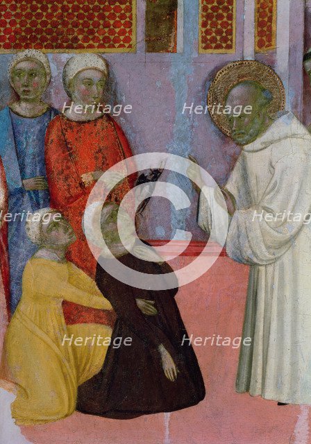 Altarpiece of San Fernando de Claravall, detail of an exorcism from a demonic woman.