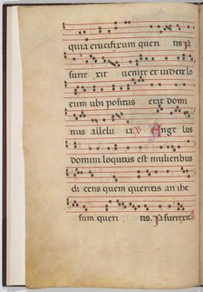 Leaf 1 from an antiphonal fragment (verso), c. 1275. Creator: Unknown.