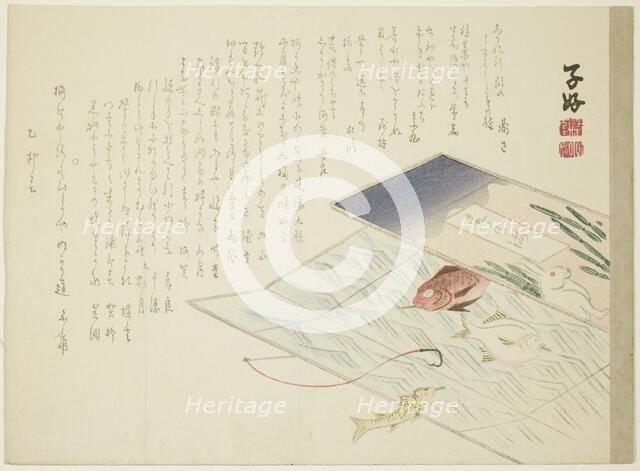 Rabbit and Fish, spring 1855. Creator: Shiko.