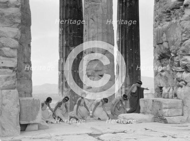 Kanellos dance group at ancient sites in Greece, 1929 Creator: Arnold Genthe.