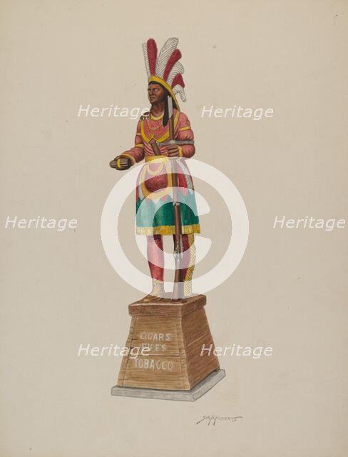 Cigar Store Indian, c. 1941. Creator: Sydney Roberts.